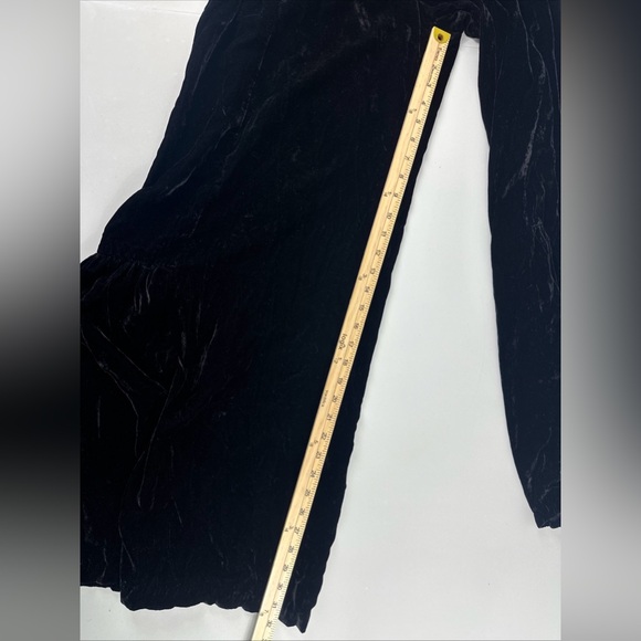 Free People C Est La Vie Wide Leg Pop Star Velvet Pants Size 12 Black Side Zip - Picture 12 of 13